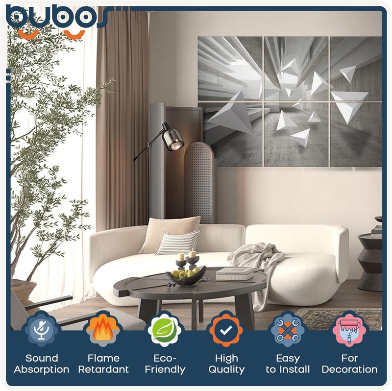 B Bubos 6 Pack Art Acoustic Panels Soundproof Wall Panel,70.8X47.2 Inches Large Sound Absorbing Panel,Self-Adhesive Decorative Acoustical Wall Panels, Acoustic Treatment for Home Office（Space） - Image 3